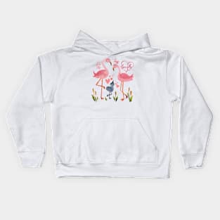 Pink flamingoes family Kids Hoodie